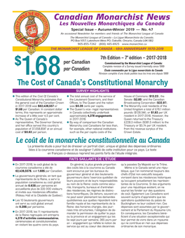 The Cost of Canada's Constitutional Monarchy Canadian Monarchist