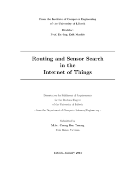 Routing and Sensor Search in the Internet of Things