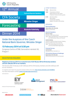 12Th Annual CFA Society Forecasting Dinner 2014