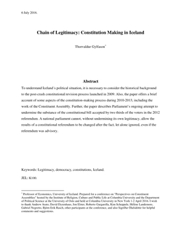 Chain of Legitimacy: Constitution Making in Iceland