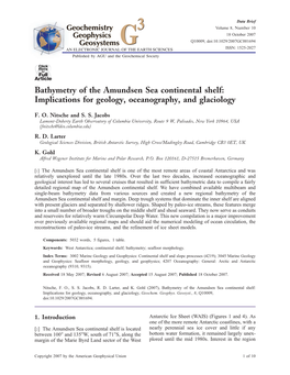 Bathymetry of the Amundsen Sea Continental Shelf: Implications for Geology, Oceanography, and Glaciology