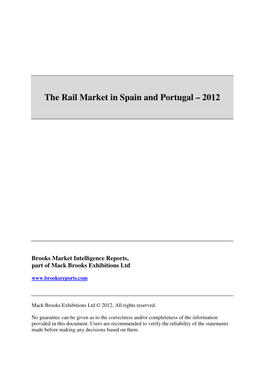 The Rail Market in Spain and Portugal – 2012