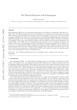 The Physical Properties of Red Supergiants