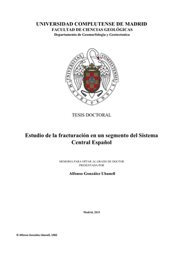 Estudio De La Fracturación En Un Segmento Del Sistema Central Español