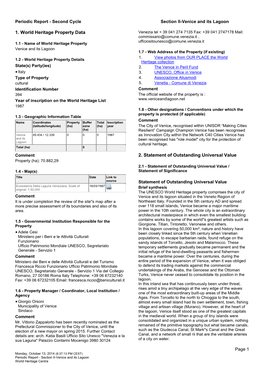 1. World Heritage Property Data 2. Statement of Outstanding Universal Value