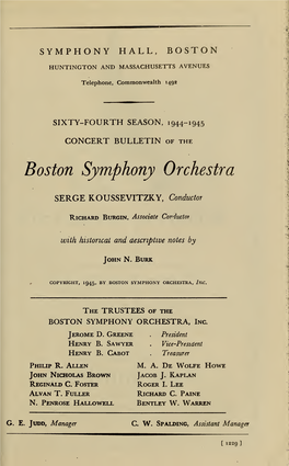 Boston Symphony Orchestra Concert Programs, Season 64,1944-1945