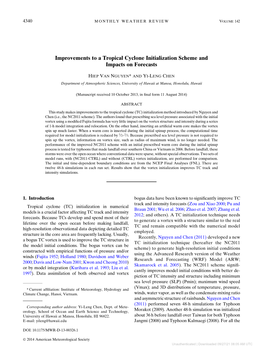 Improvements to a Tropical Cyclone Initialization Scheme and Impacts on Forecasts