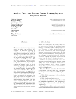 Analyze, Detect and Remove Gender Stereotyping from Bollywood Movies