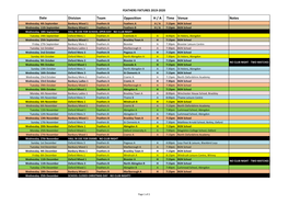 Division Team Opposition H / a Time Venue Notes Date