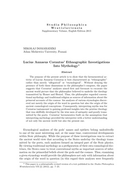 Lucius Annaeus Cornutus' Ethnographic Investigations Into