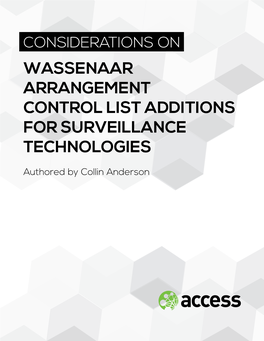 Wassenaar Arrangement Control List Additions for Surveillance Technologies