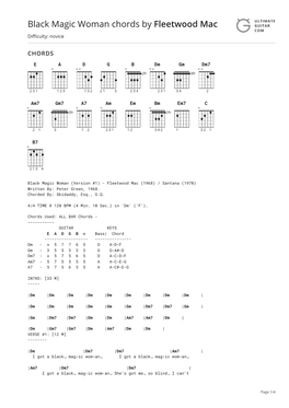 Black Magic Woman Chords by Fleetwood Mac GUITAR COM Di�Culty: Novice