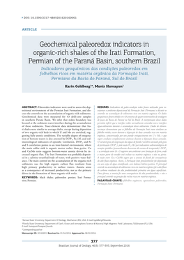 Geochemical Paleoredox Indicators in Organic-Rich Shales of The