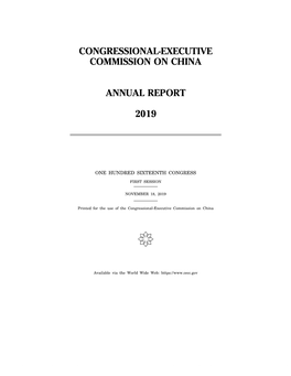 Congressional-Executive Commission on China Annual Report 2019