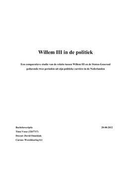 Willem III in De Politiek