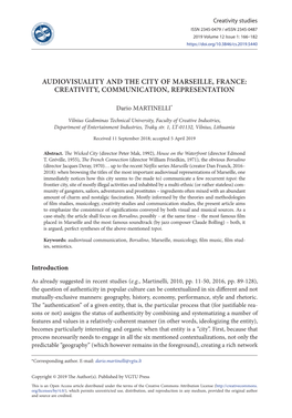 Audiovisuality and the City of Marseille, France: Creativity, Communication, Representation