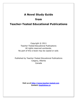 A Novel Study Guide from Teacher-Tested Educational Publications