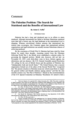 The Palestine Problem: the Search for Statehood and the Benefits of International Law