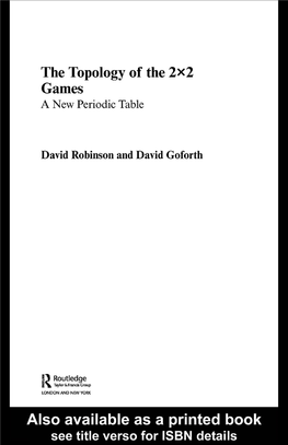 The Topology of the 2×2 Games: a New Periodic Table