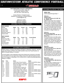 2019 Swac Schedule Grid