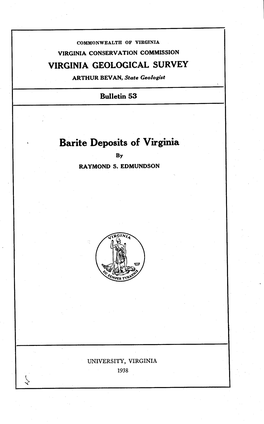 Barite Deposits of Virginia by R.AYMOND S