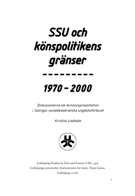 SSU Och Könspolitikens Gränser 1970 – 2000