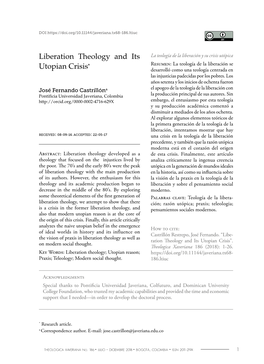 Liberation Theology and Its Utopian Crisis*