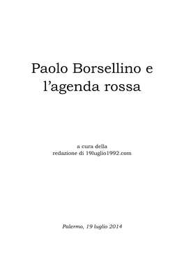 Paolo Borsellino E L'agenda Rossa