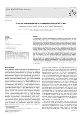 Trade and Ethnozoological Use of African Lorisiforms in the Last 20 Years