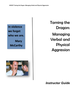 Managing Verbal and Physical Aggression