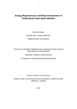 Energy Requirements and Body Composition of Professional Team-Sport Athletes