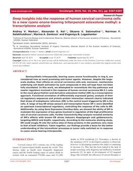 Deep Insights Into the Response of Human Cervical Carcinoma Cells to a New Cyano Enone-Bearing Triterpenoid Soloxolone Methyl: a Transcriptome Analysis