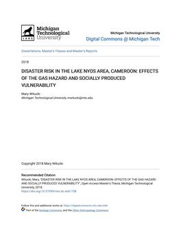 Disaster Risk in the Lake Nyos Area, Cameroon: Effects of the Gas Hazard and Socially Produced Vulnerability