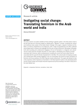 Instigating Social Change: Translating Feminism in the Arab World and India