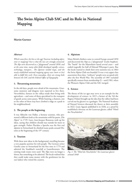 The Swiss Alpine Club SAC and Its Role in National Mapping