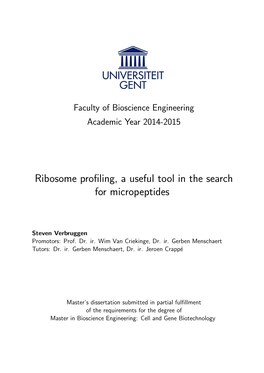 Ribosome Profiling, a Useful Tool in the Search for Micropeptides