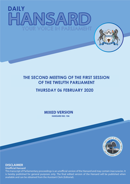 The Second Meeting of the Fifth Session