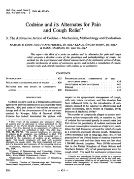 Codeine and Its Alternates for Pain and Cough Relief* 3