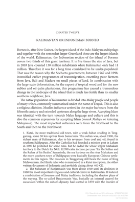 KALIMANTAN OR INDONESIAN BORNEO Borneo Is, After New Guinea, the Largest Island of the Indo-Malayan Archipelago and Together