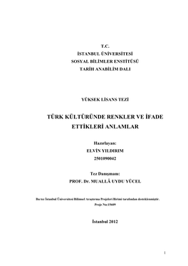 Türk Kültüründe Renkler Ve Ifade Ettikleri Anlamlar