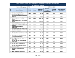 DEVELOPMENT WORKS REGARDING PRIME MINISTER's GLOBAL Sdgs PROGRAMME in RESPECT of DISCOS