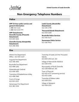 Non-Emergency Telephone Numbers Police