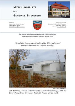 Mitteilungsblatt Gemeinde Eitensheim