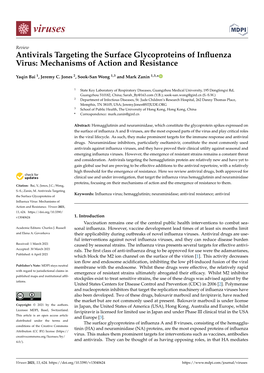 Antivirals Targeting the Surface Glycoproteins of Influenza Virus