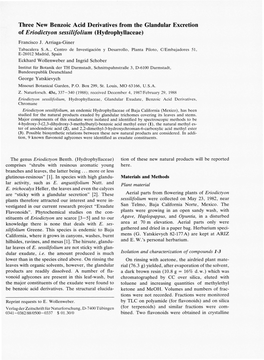 Three New Benzoic Acid Derivatives from the Glandular Excretion of Eriodictyon Sessilifolium (Hydrophyllaceae)