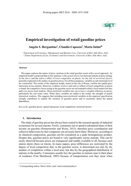 Empirical Investigation of Retail Gasoline Prices
