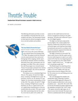 Throttle Trouble Inadvertent Thrust Increase Caused a Fatal Overrun