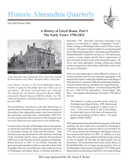 Historic Alexandria Quarterly