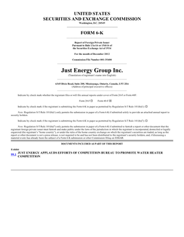 Just Energy Group Inc. (Translation of Registrant’S Name Into English) ______