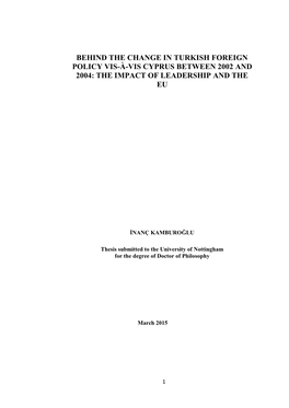 Behind the Change in Turkish Foreign Policy Vis-À-Vis Cyprus Between 2002 and 2004: the Impact of Leadership and the Eu